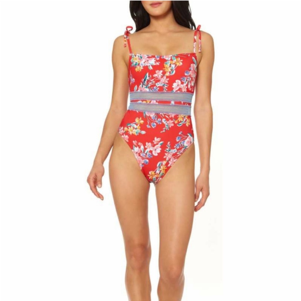 NWT Jessica Simpson chantilly lace pepper multi bathing suit
